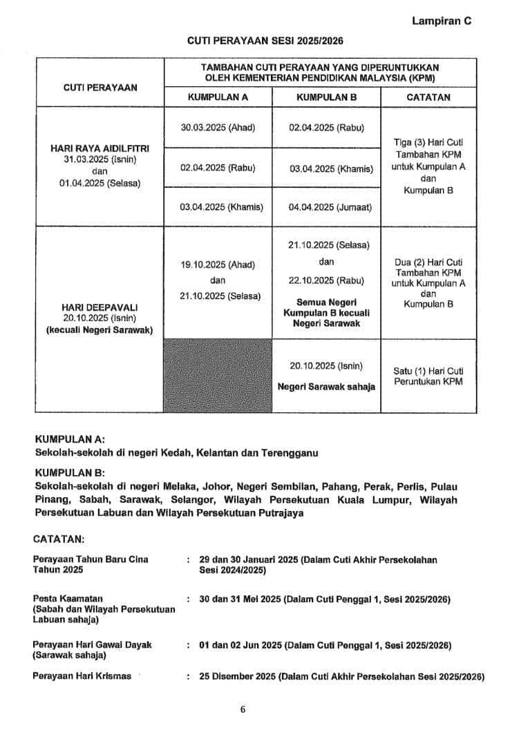 Kalendar Akademik 2025 Lampiran C